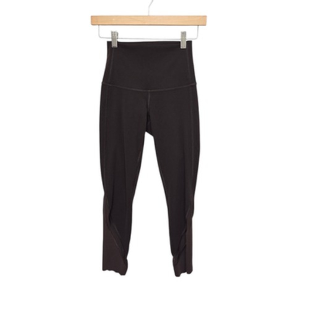 Lululemon Pants Womens 2 Brown High Rise 7/8 Leggings Scallop Hem Yoga Athletic‎